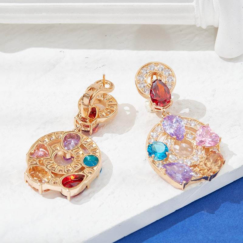 Fashion Colored Gemstone Gold Plated Opal Earrings