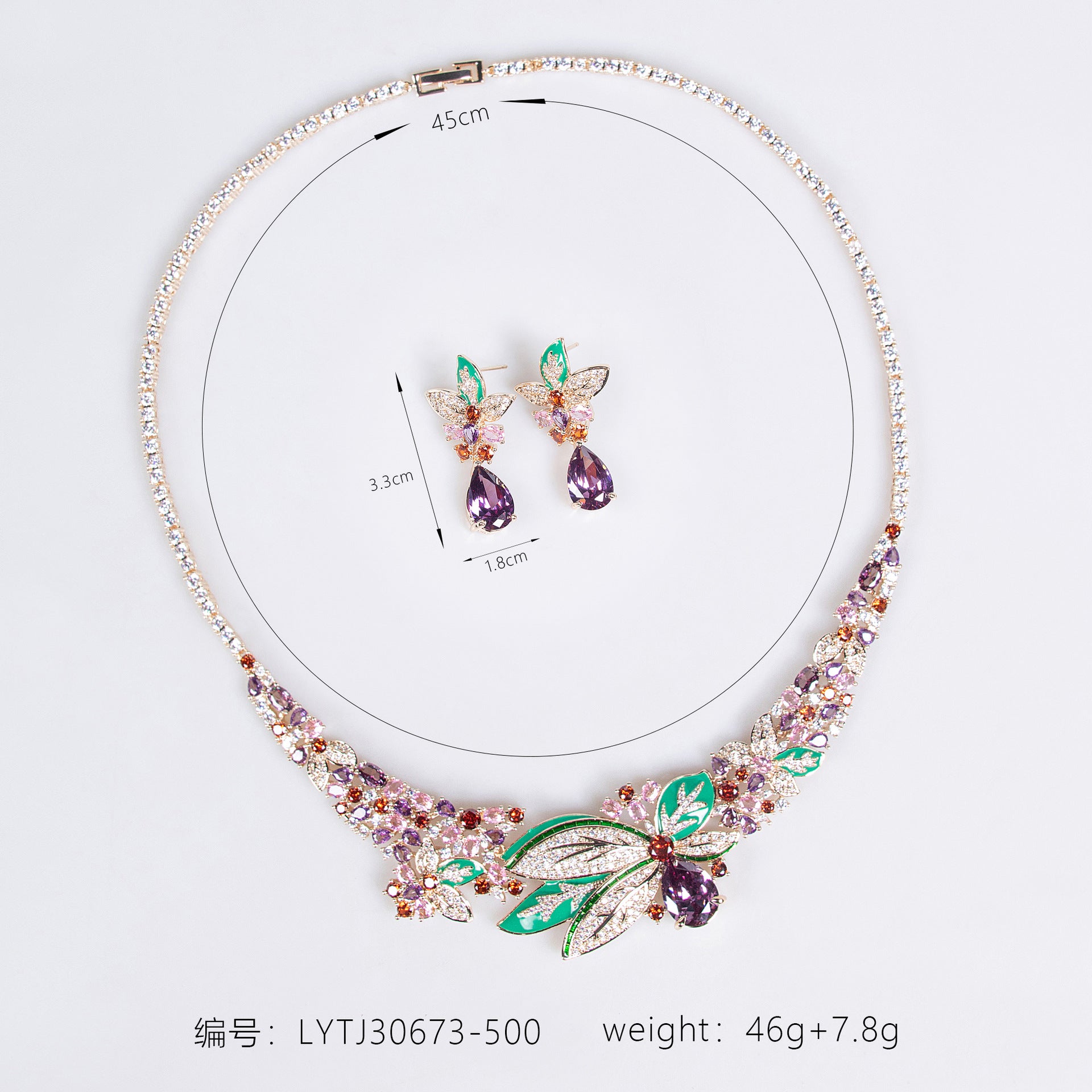 Luxury Dragonfly Crystal Necklace Earrings Set – Elegant Statement Jewelry for Women