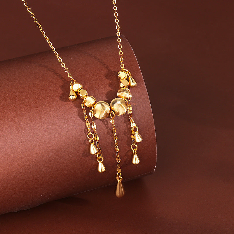 S925 Sterling Silver Gold Cat's Eye Tassel Necklace