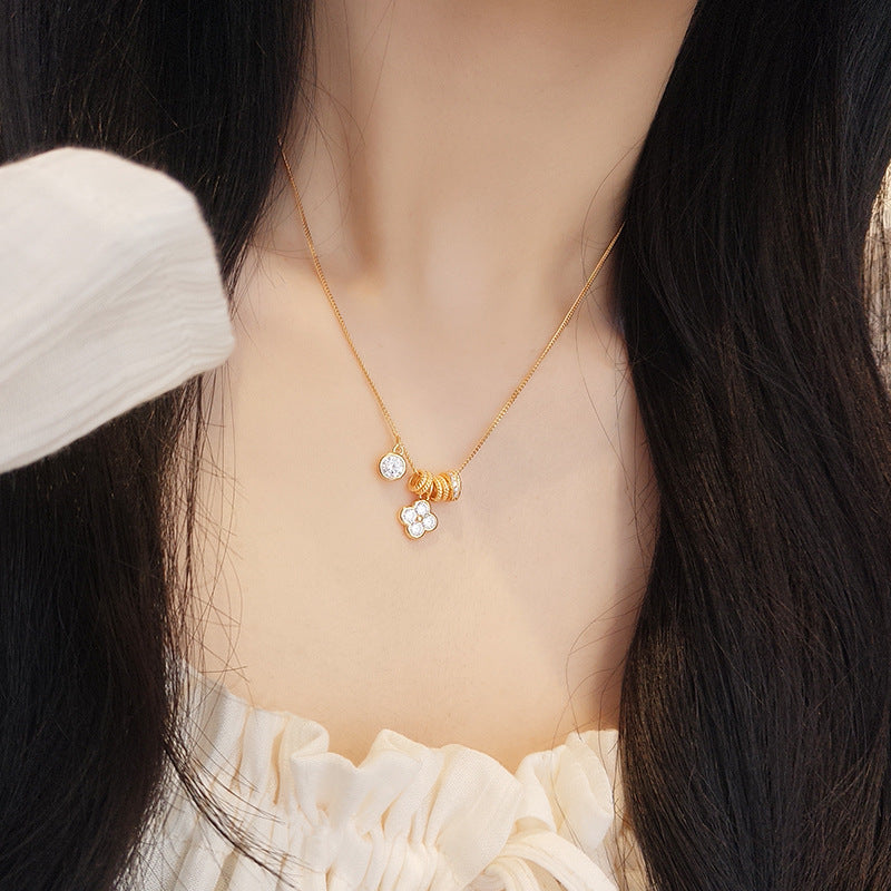 S925 Sterling Silver Gold Lucky Clover Necklace
