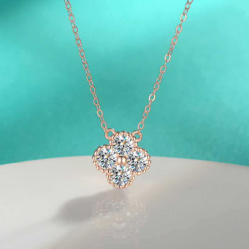 S925 Sterling Silver Moissanite Clover Pendant