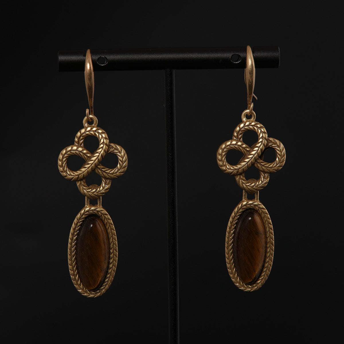 Parure de collier médiévale en cuivre plaqué œil de tigre ancien
