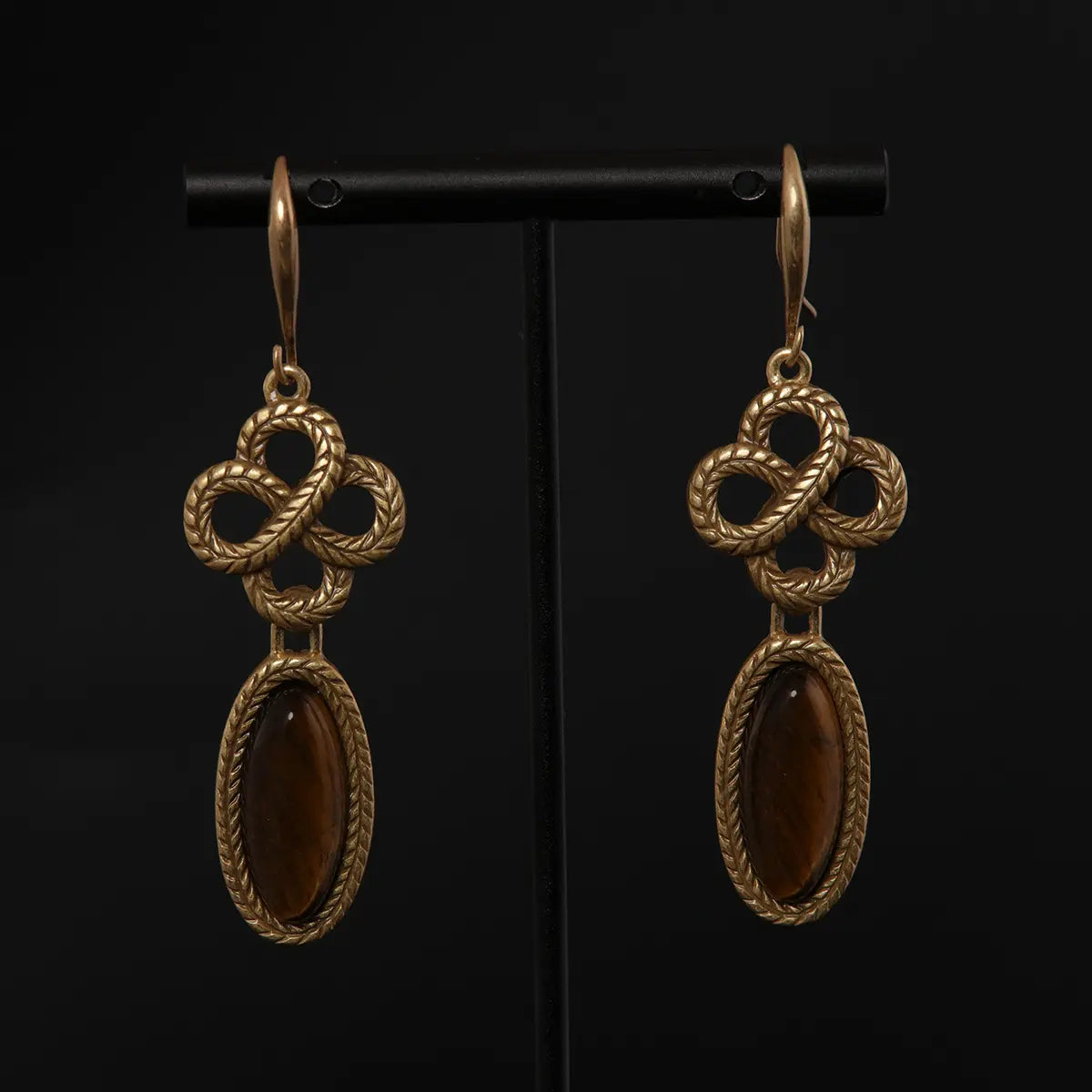 Parure de collier médiévale en cuivre plaqué œil de tigre ancien