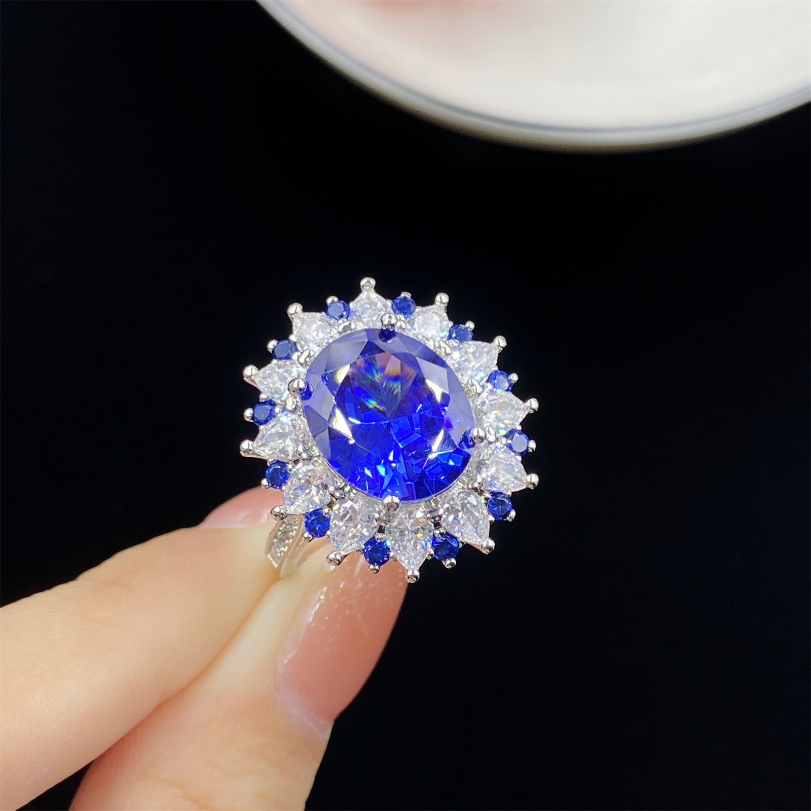 Fashion Blue Sapphire Crystal Pendant Jewelry Set