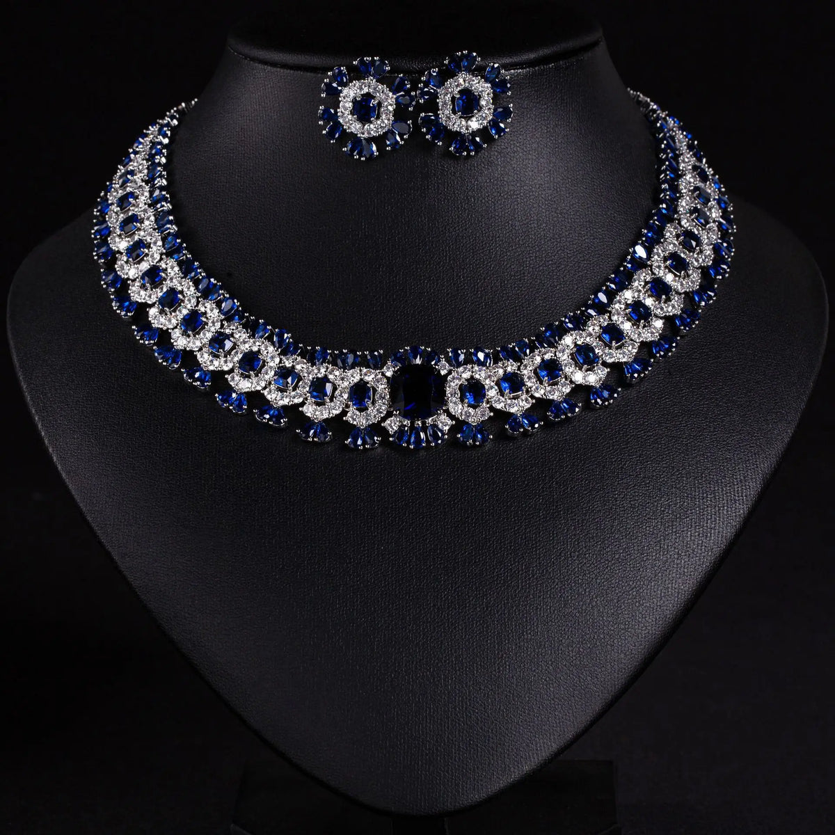 Ensemble collier et boucles d'oreilles de luxe en cristal jaune pour soirée de gala