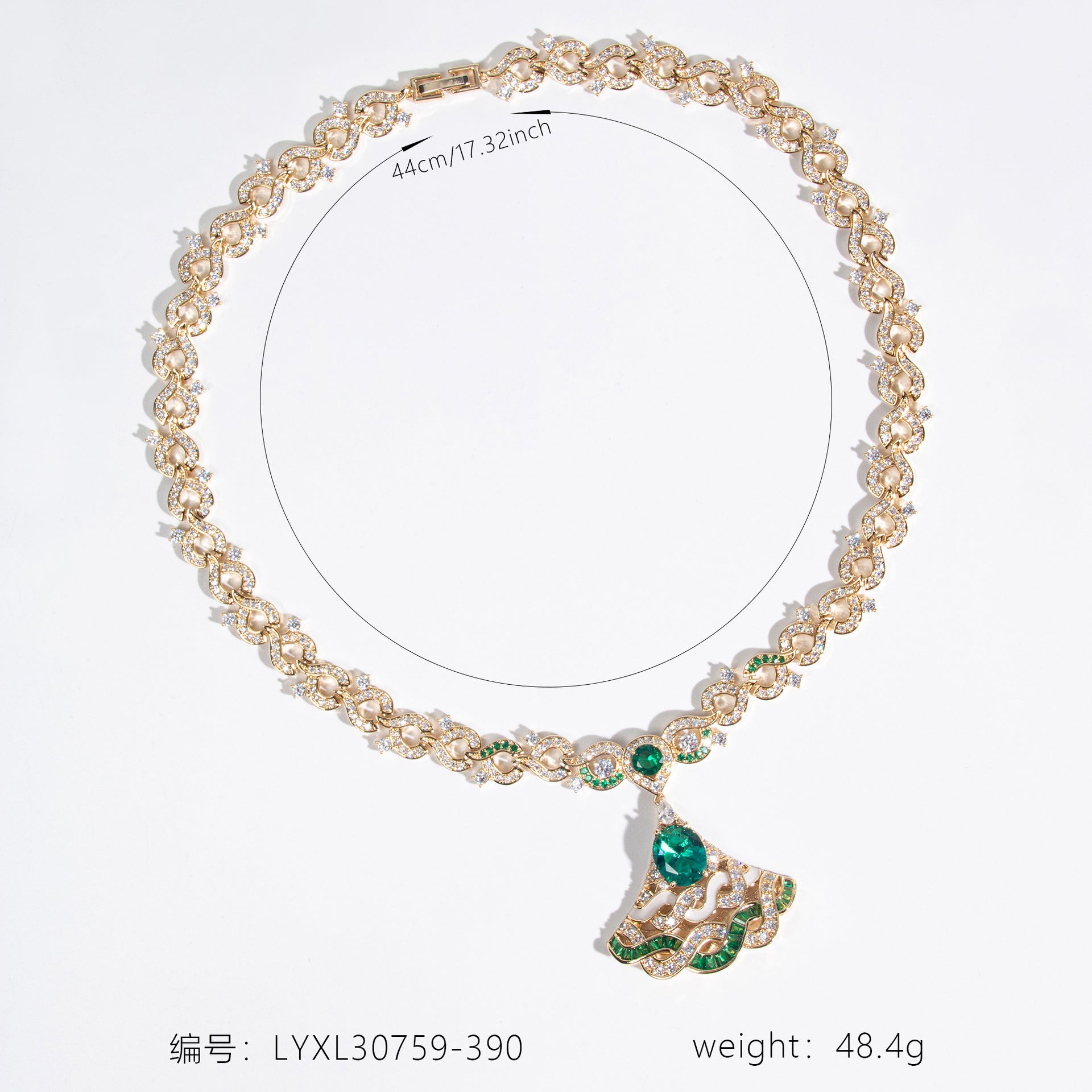 Luxury Emerald Green Crystal Pendant Necklace for Women