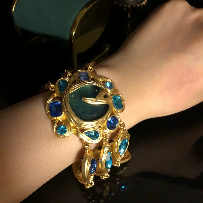 Parure Collier Tournesol Vintage Bleu Strass