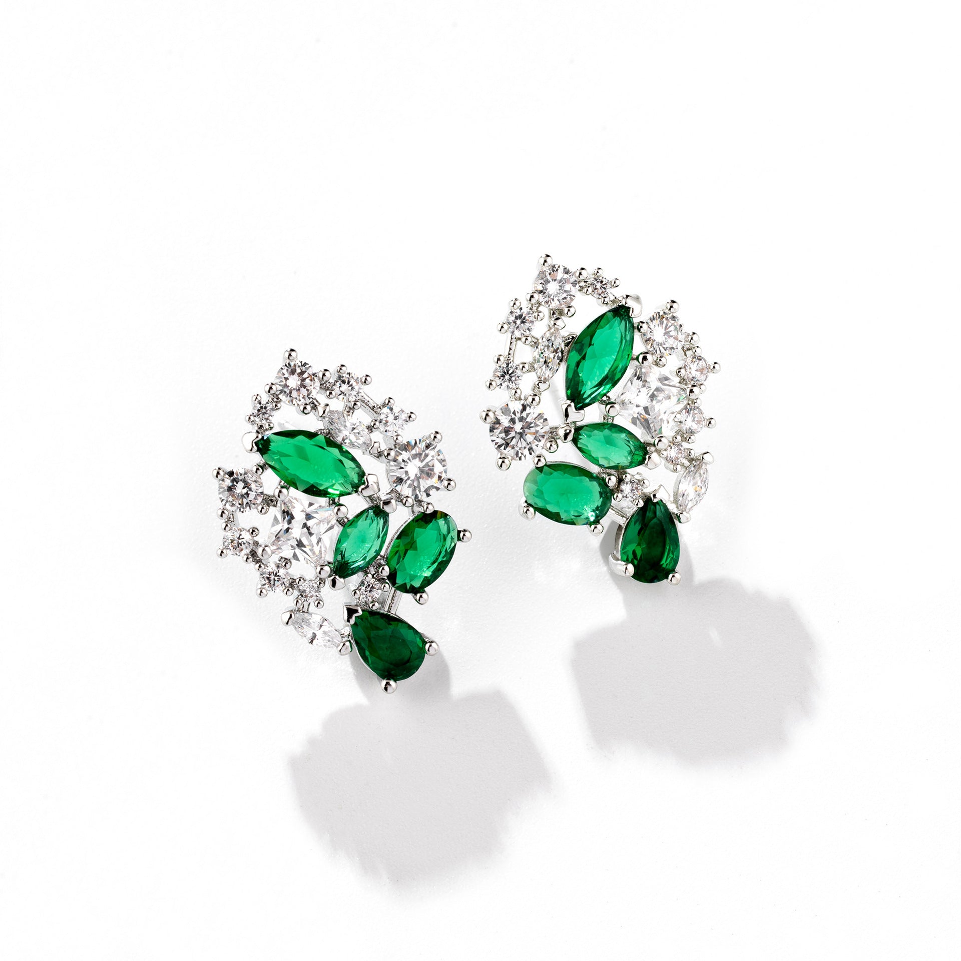 Luxury Emerald Green Crystal Necklace and Earrings Jewelry Set