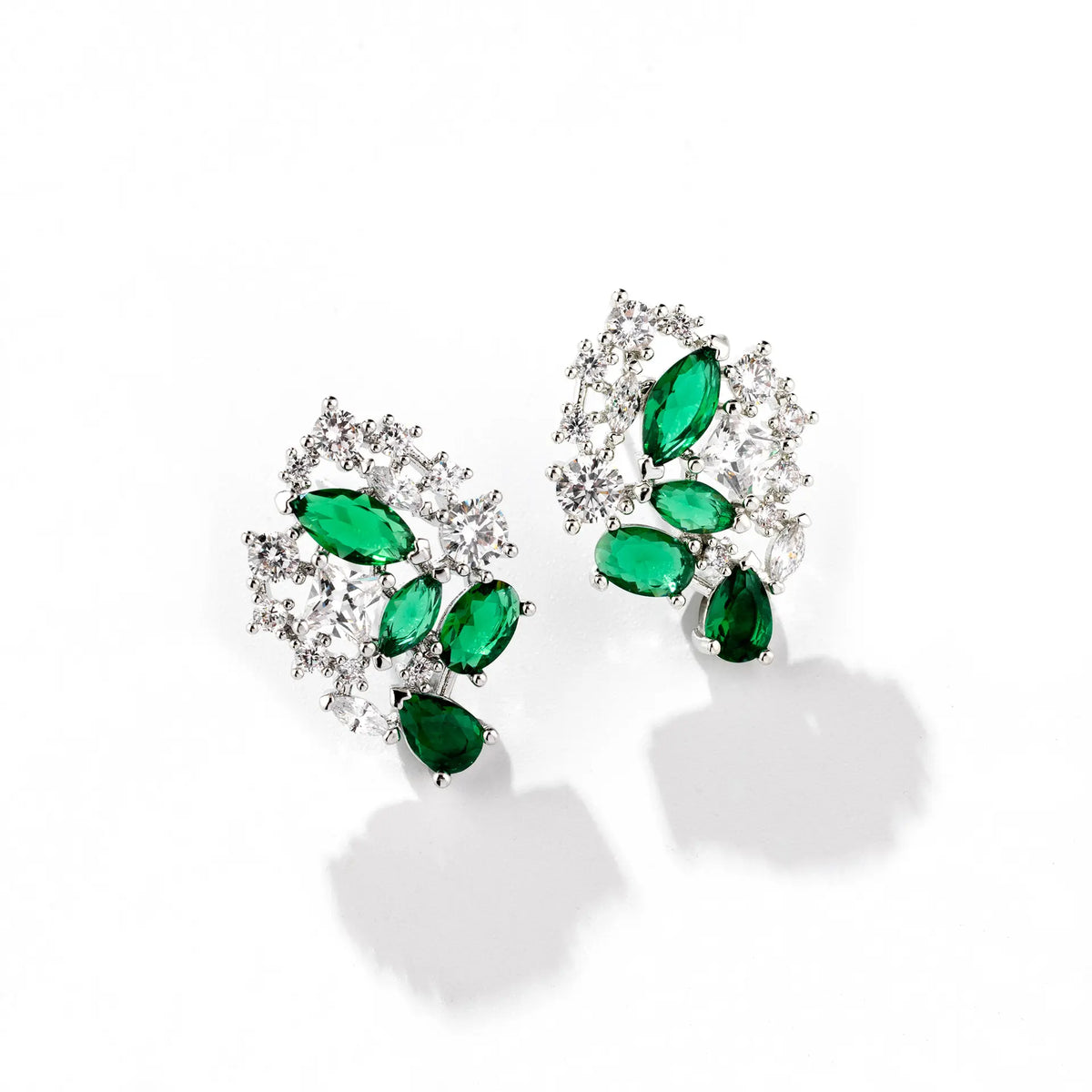 Luxury Emerald Green Crystal Necklace and Earrings Jewelry Set