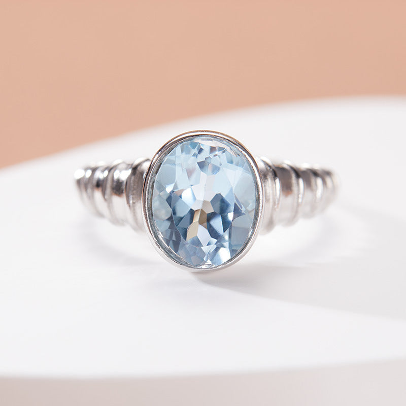 Natural topaz crystal ring