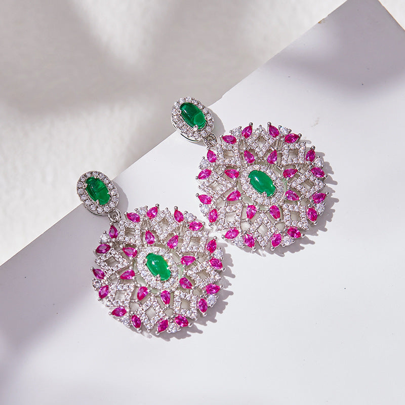 European heavy industry wreath gold-plated hollow earrings