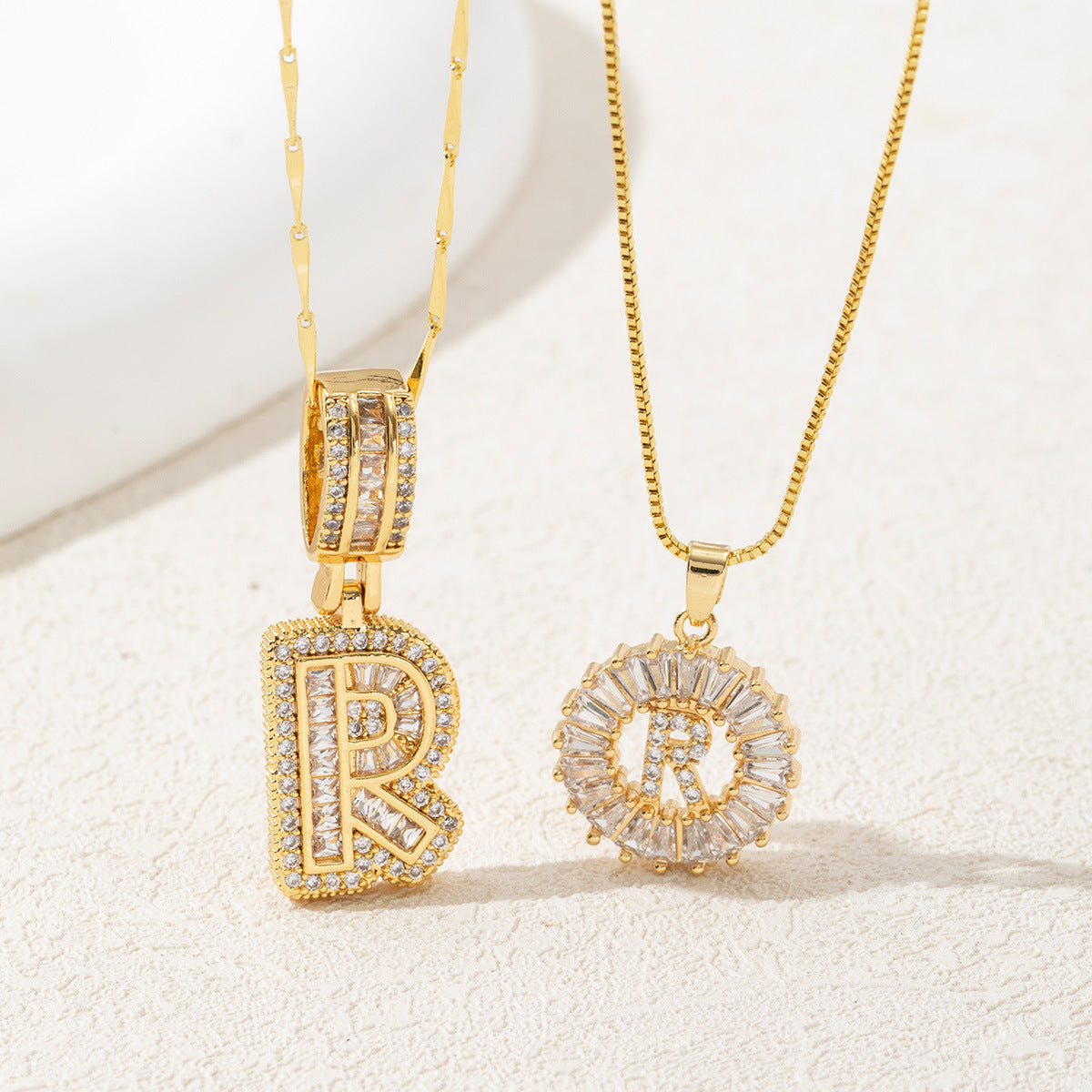 Full Diamond Rock Sugar 26 Letter Necklace