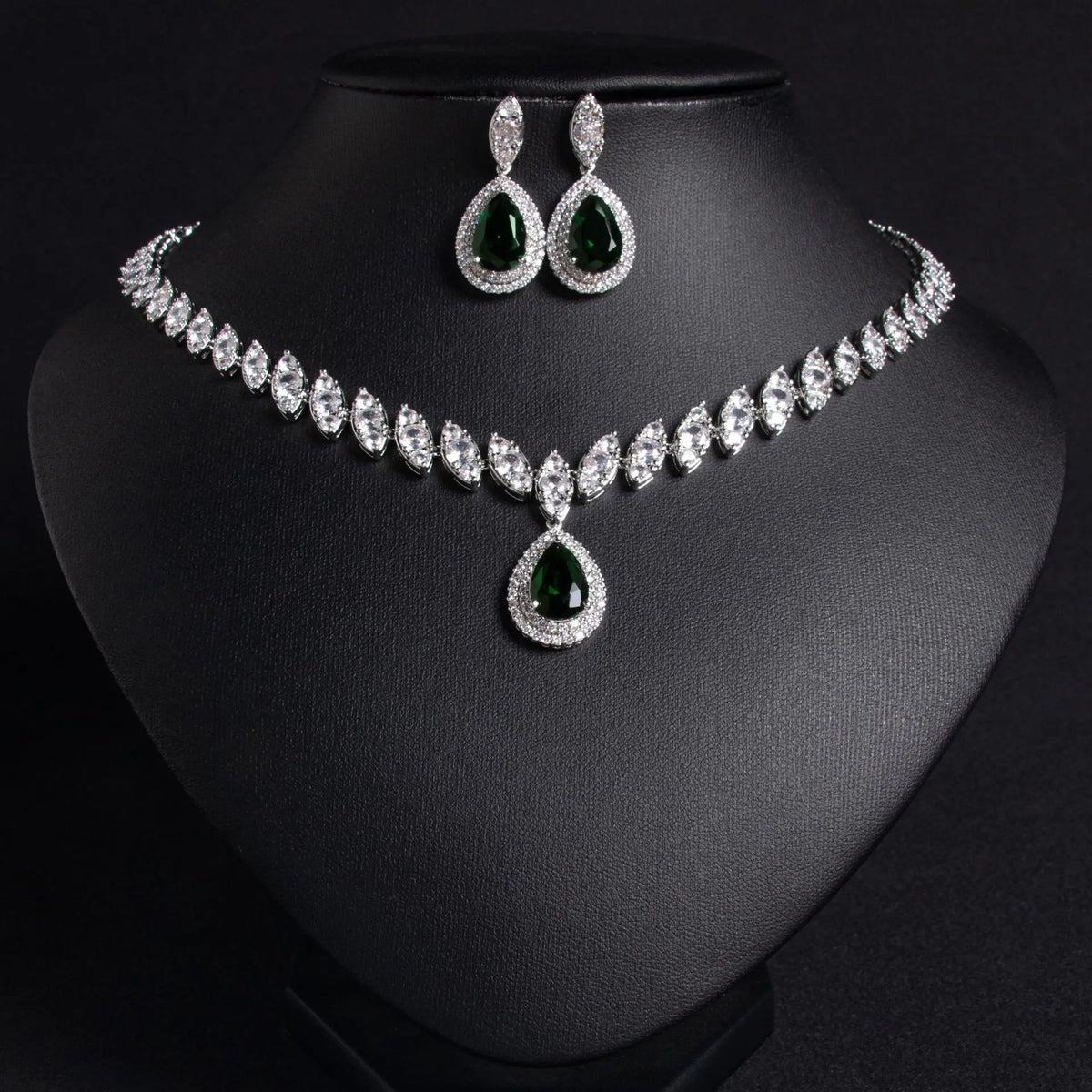 Parure de bijoux de luxe en cristal rouge larme – Style élégant pour mariée