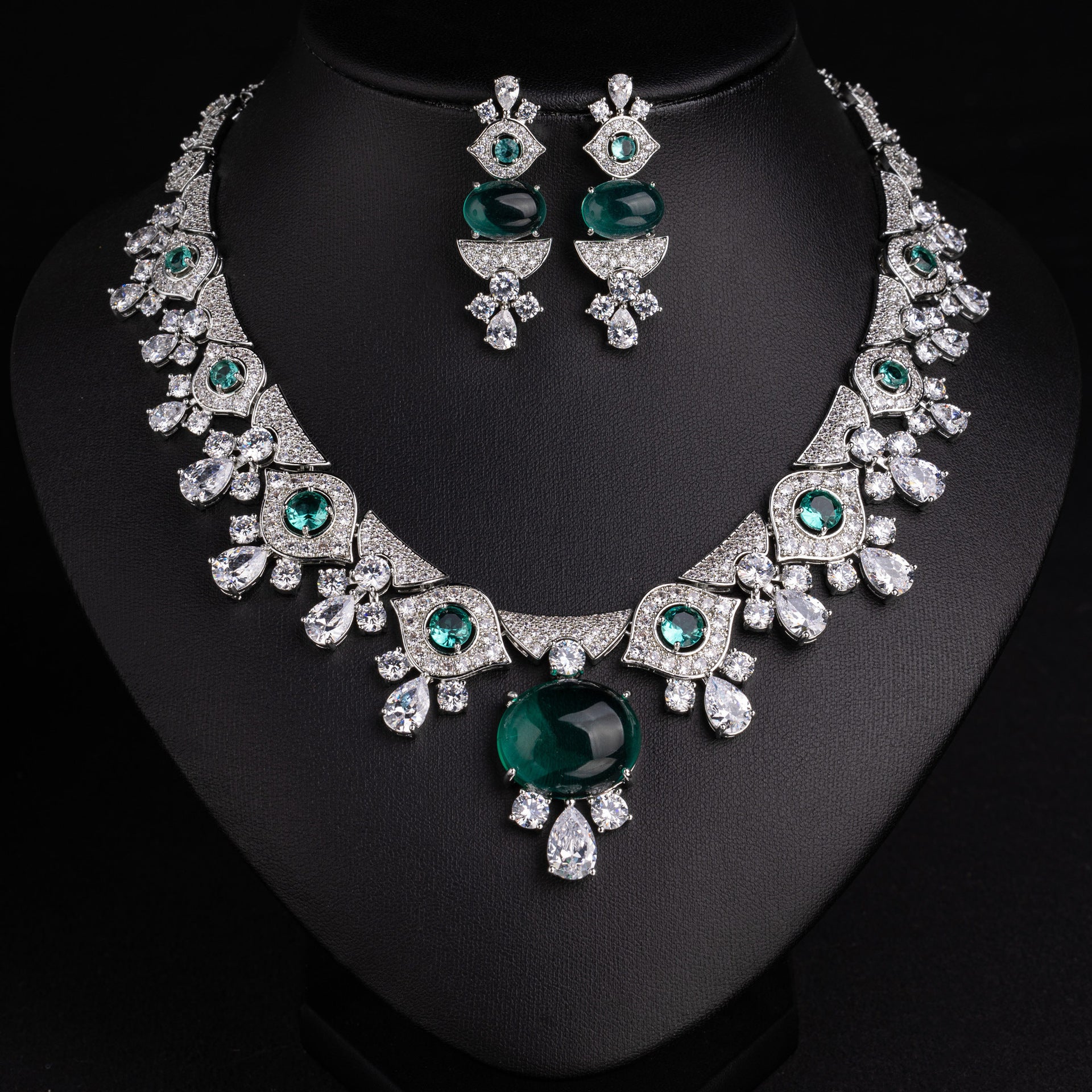 Luxury Deep Red Gemstone Necklace Set for Women – Royal Statement Jewelry with Matching Earrings
