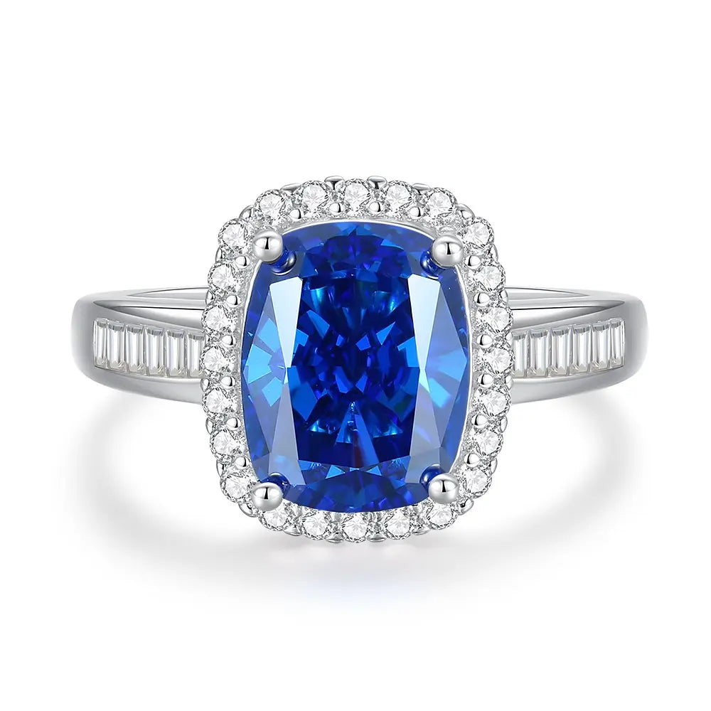 Bague de fiançailles de luxe ovale en saphir bleu pour femme
