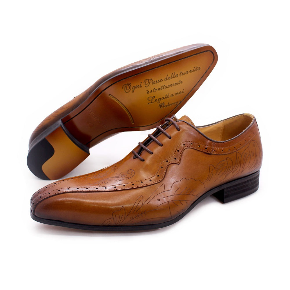 Men's Business Brown Carved Oxford Shoes
