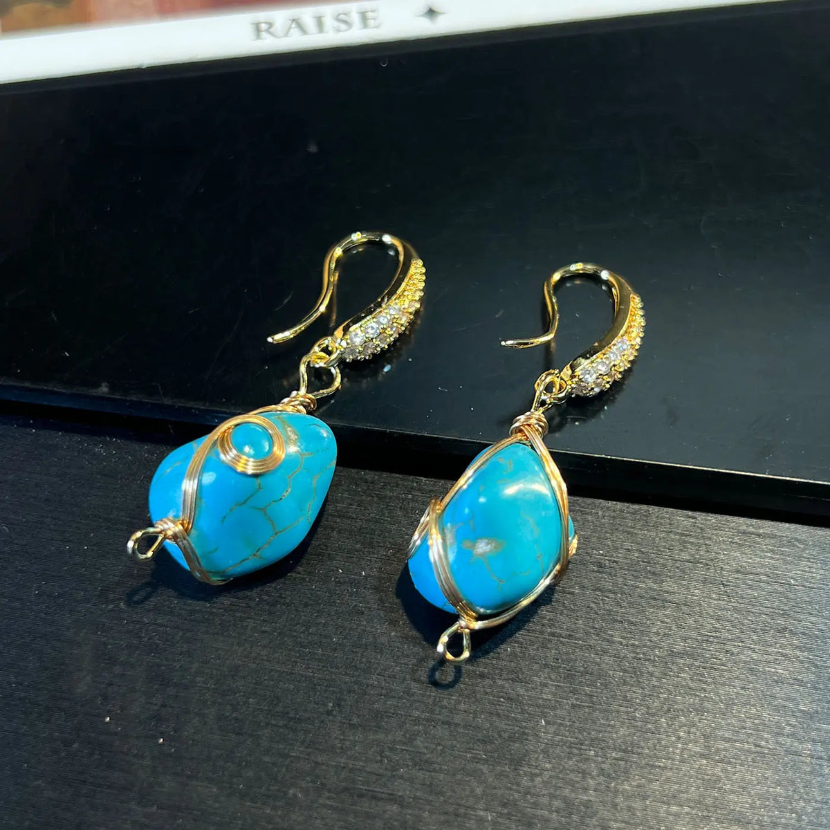 Parure Collier Boucles d'Oreilles Bracelet Broche Perles Baroques Naturelles Turquoise