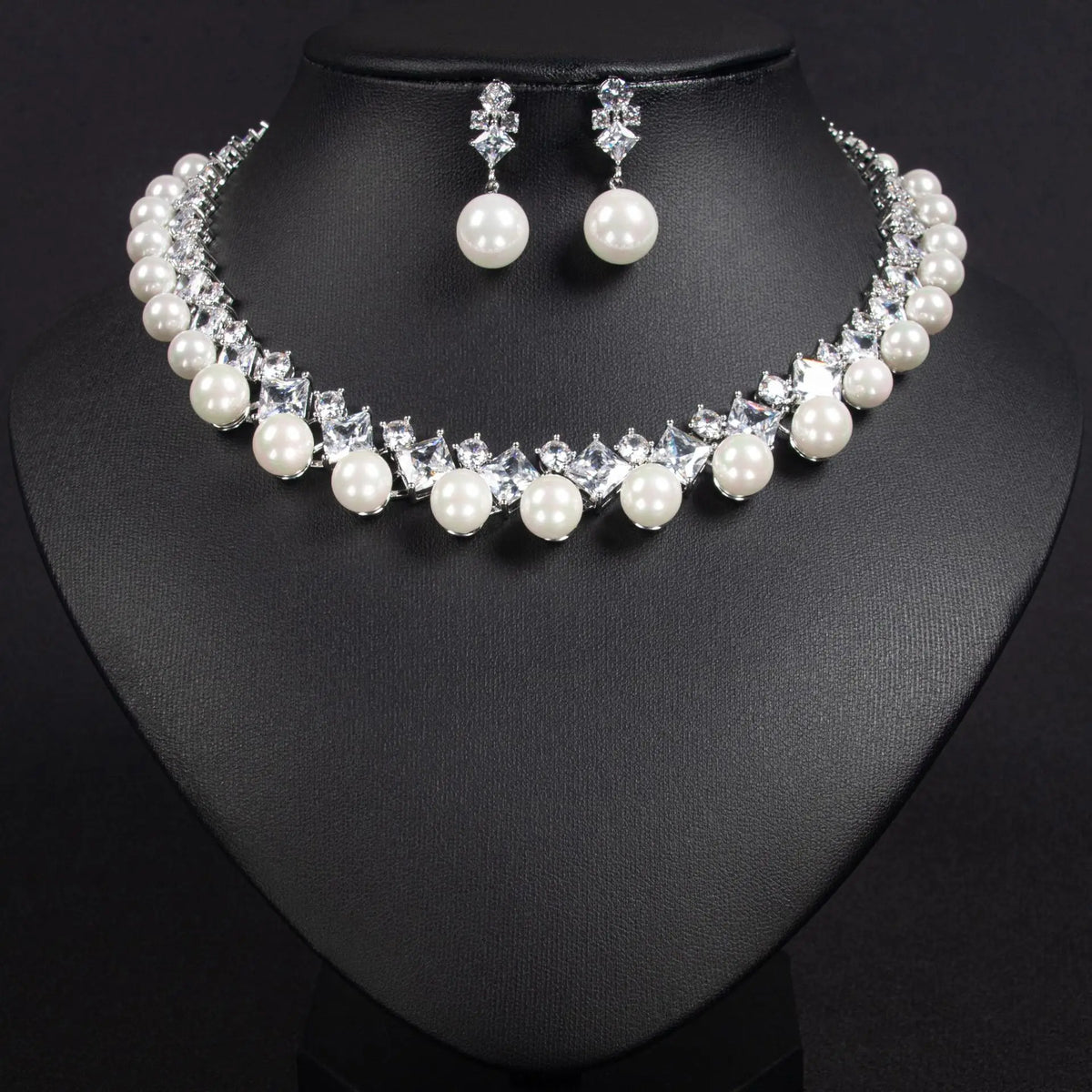 Parure de bijoux de mariage polyvalente en perles Collier et boucles d'oreilles