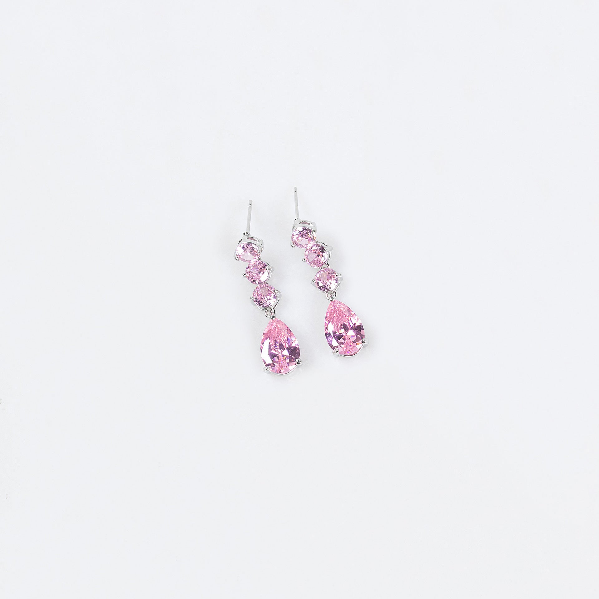 Luxury White Crystal Teardrop Necklace and Earrings Jewelry Set for Women