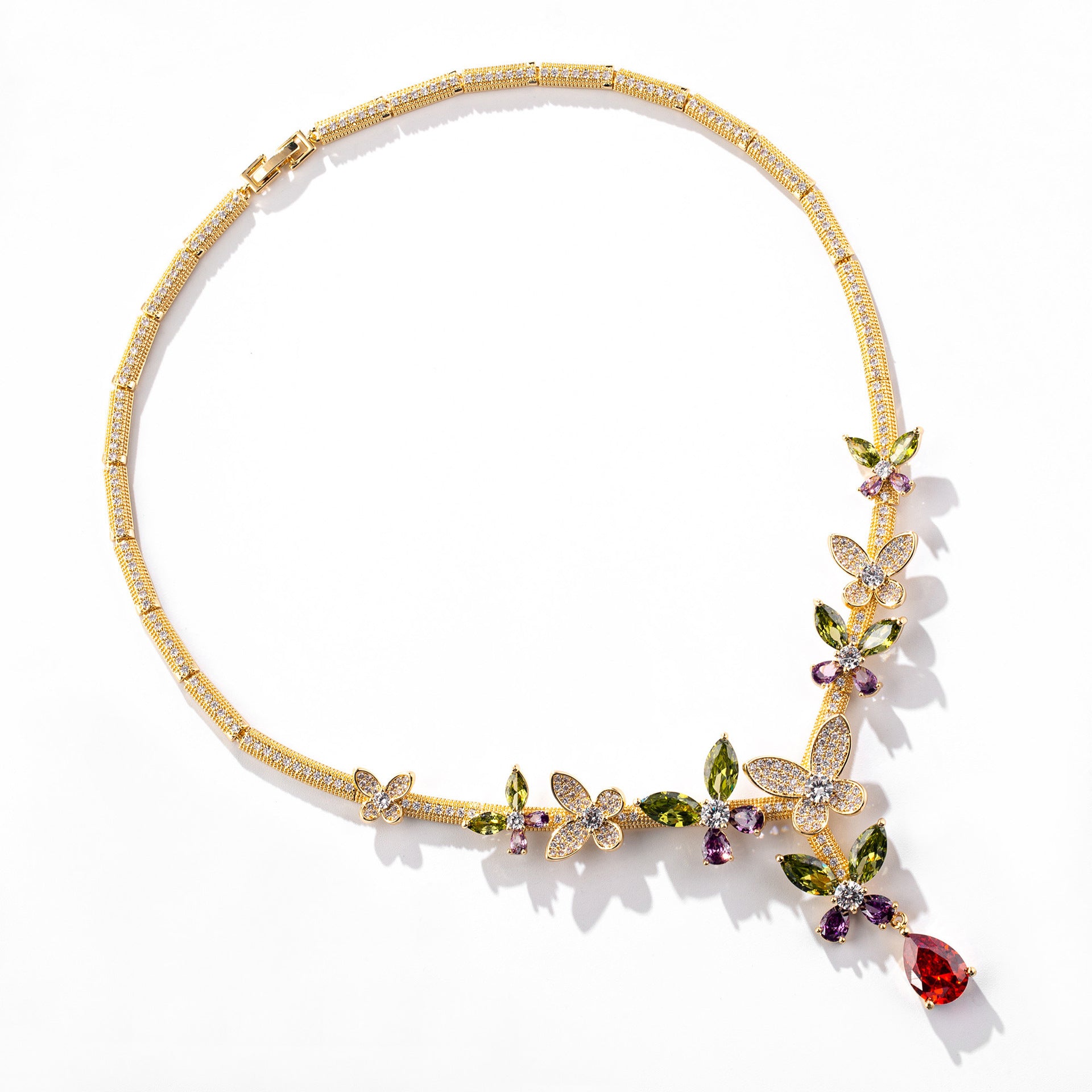 Ensemble collier et boucles d'oreilles fleurs de luxe