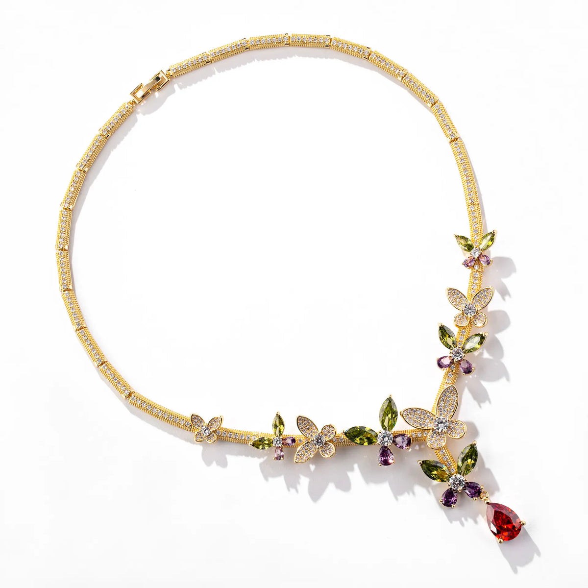 Ensemble collier et boucles d'oreilles fleurs de luxe