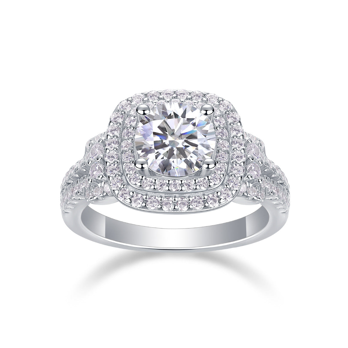 Luxury White Crystal Halo Statement Ring for Women