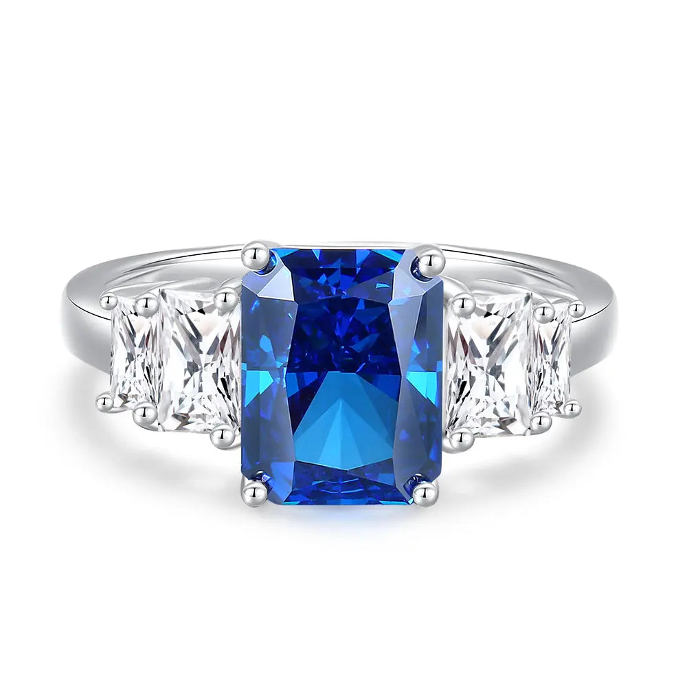 Bague de fiançailles de luxe ovale en saphir bleu pour femme