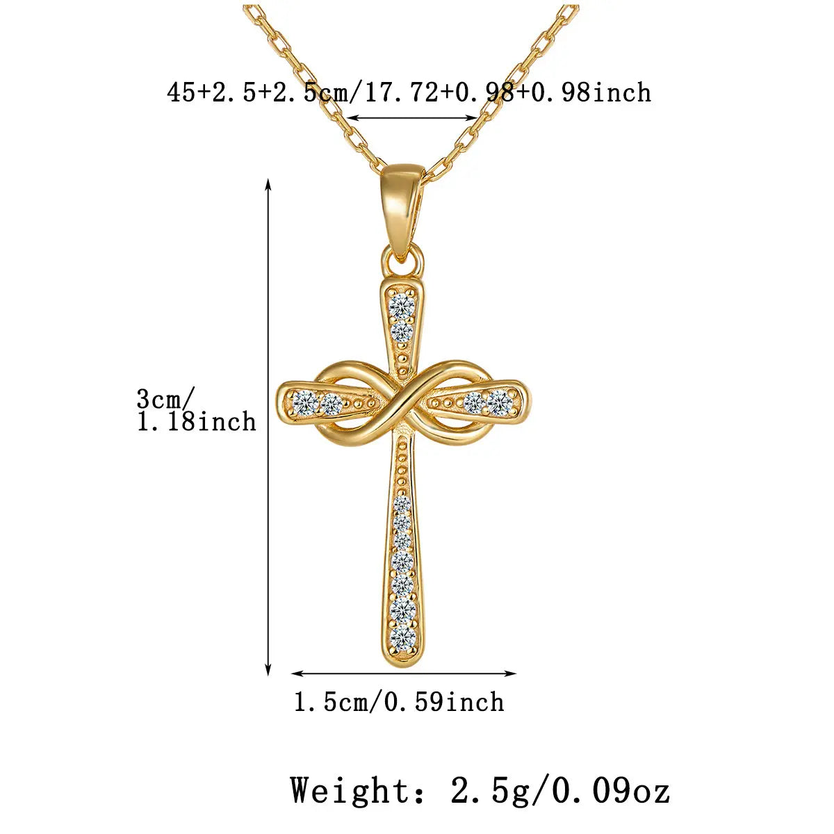 Collier croix en argent sterling S925 avec diamants du Mozambique