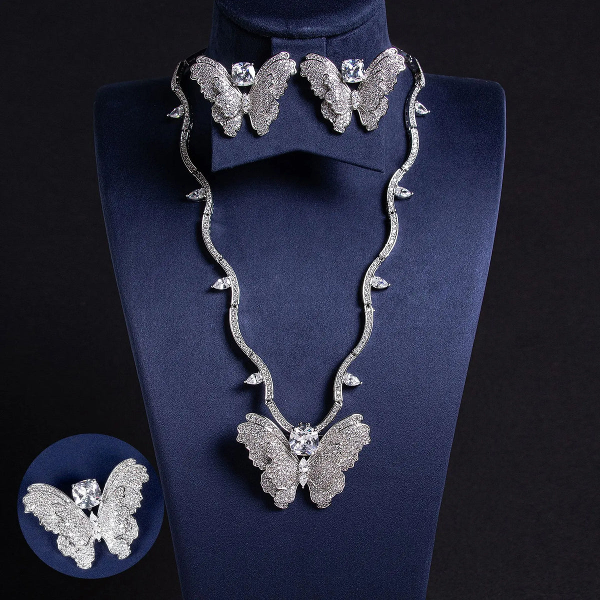 Nouveau collier papillon couleur double zircon serti