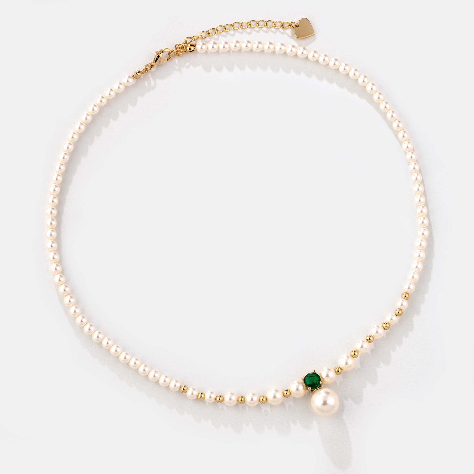 Elegant Pearl Emerald Necklace Earrings Set – Classic Jewelry for Women