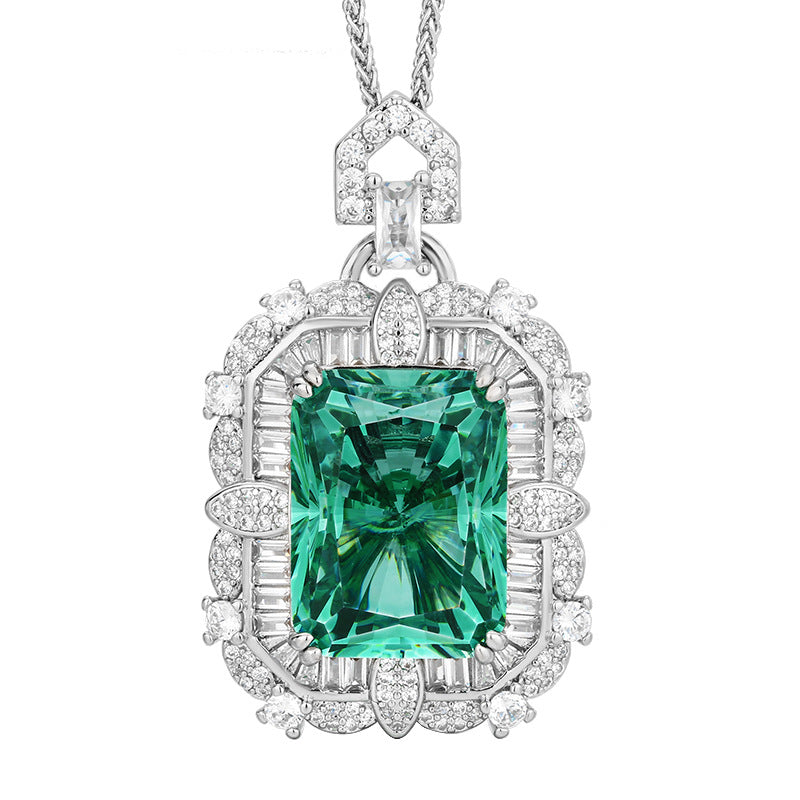 Luxury Emerald Green Crystal Necklace and Ring Jewelry Set