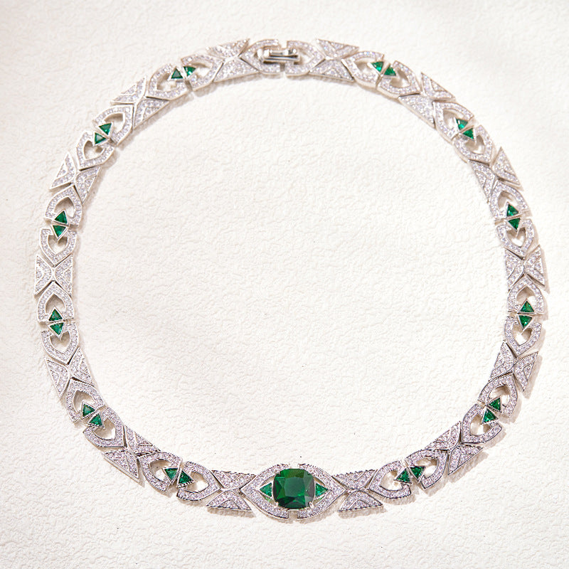 Fashion Gold Plated Pink Gemstone Clavicle Necklace