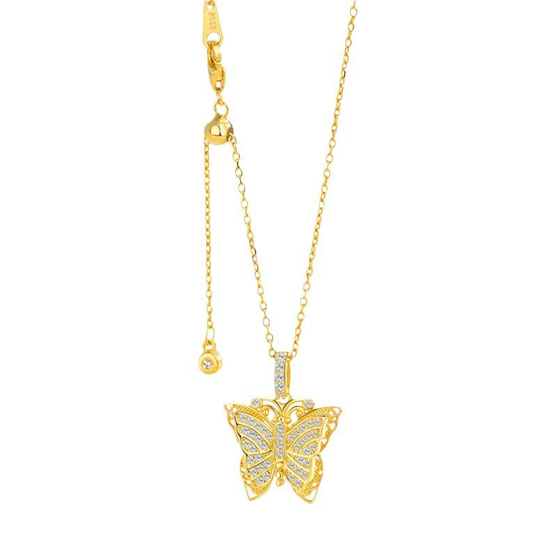 S925 Sterling Silver Butterfly Diamond Necklace