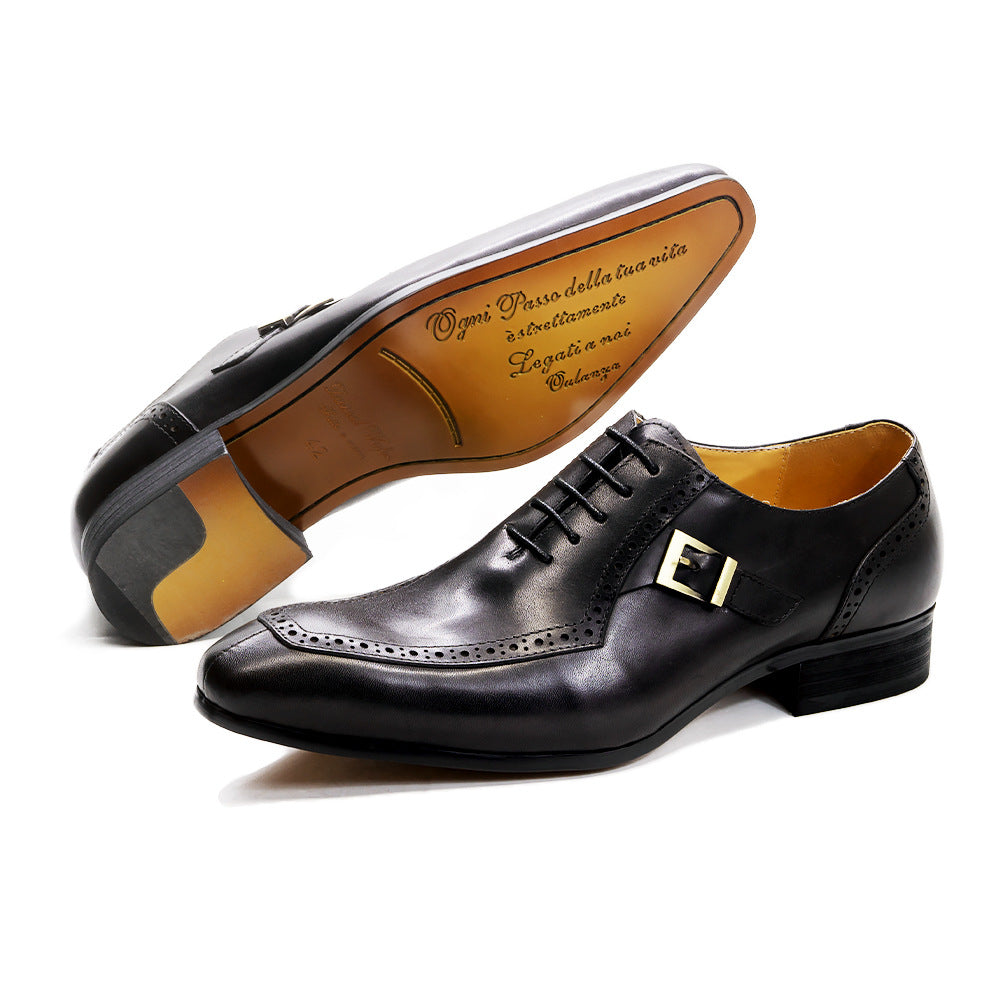 Black Leather Business Brock Shoes Office Casual Dress Oxford Shoes