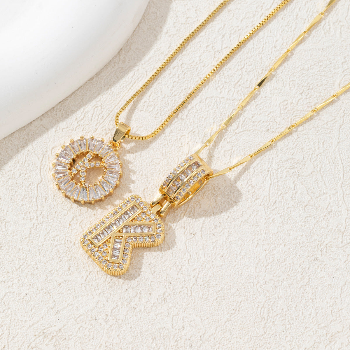 Full Diamond Rock Sugar 26 Letter Necklace