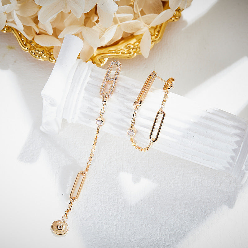 S925 Silver Light Luxury Gold Plated Geometric Ladies Ear Buckle