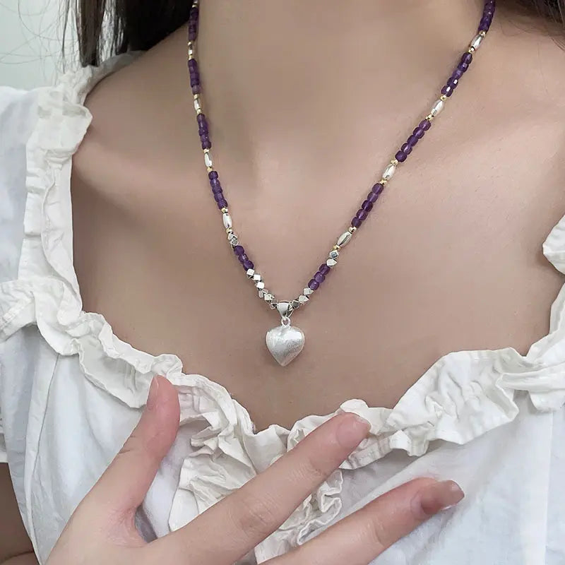 Collier ras du cou en améthyste naturelle