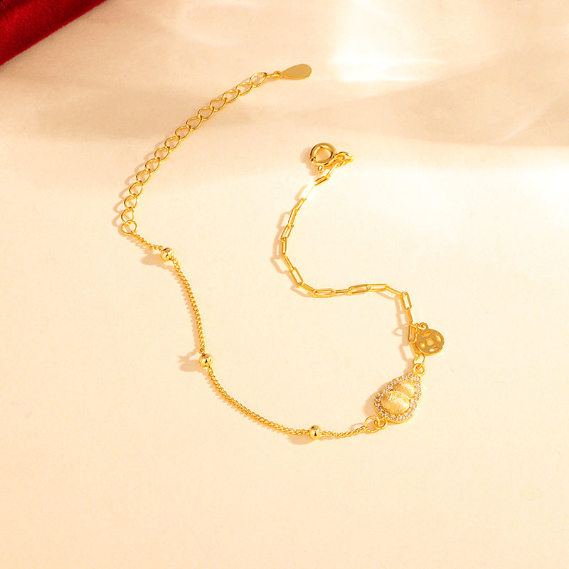 S925 sterling silver retro gourd brushed bracelet