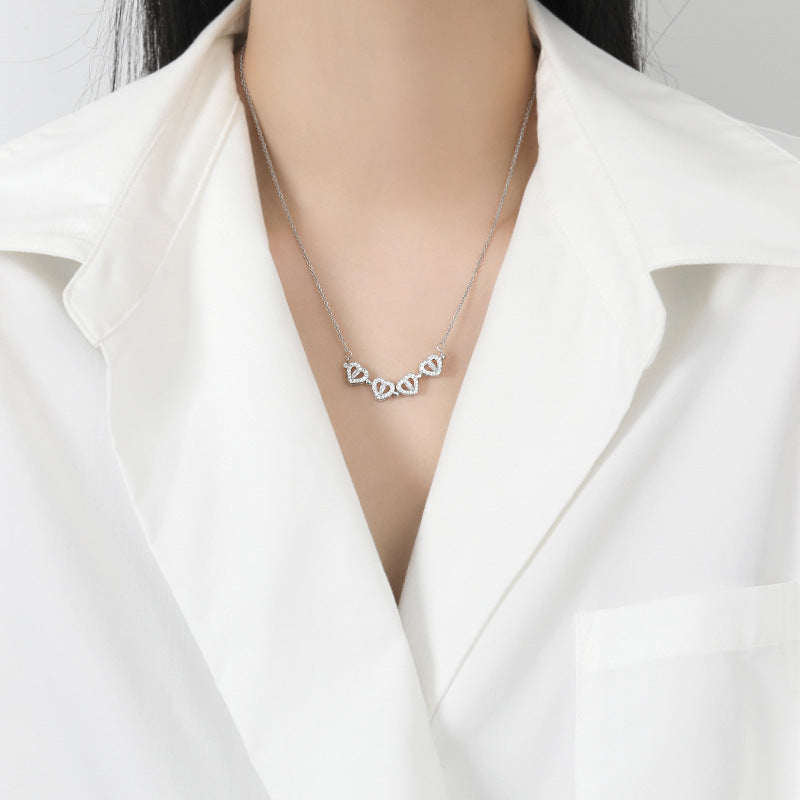 Two-wear love flower four-leaf clover necklace