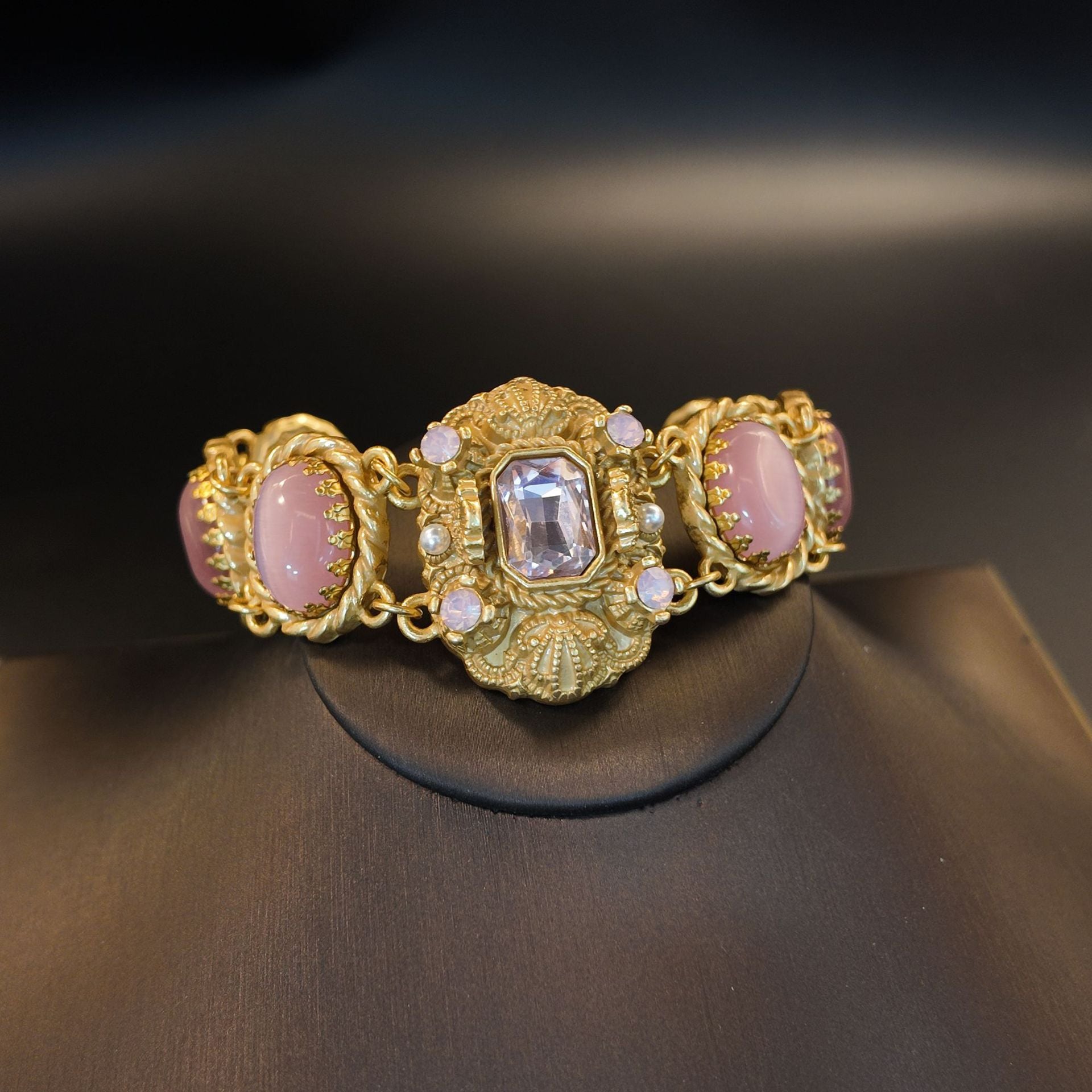 Pink opal lace diamond bracelet