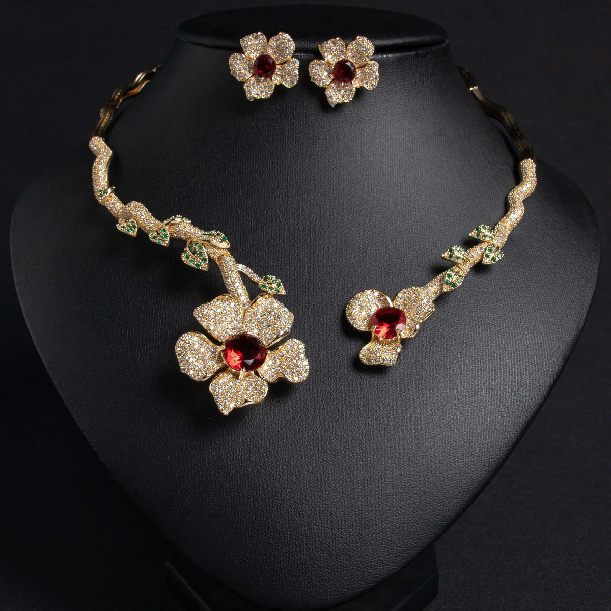 Ensemble floral de luxe élégant pour l'industrie lourde, micro-serti de branches en zirconium
