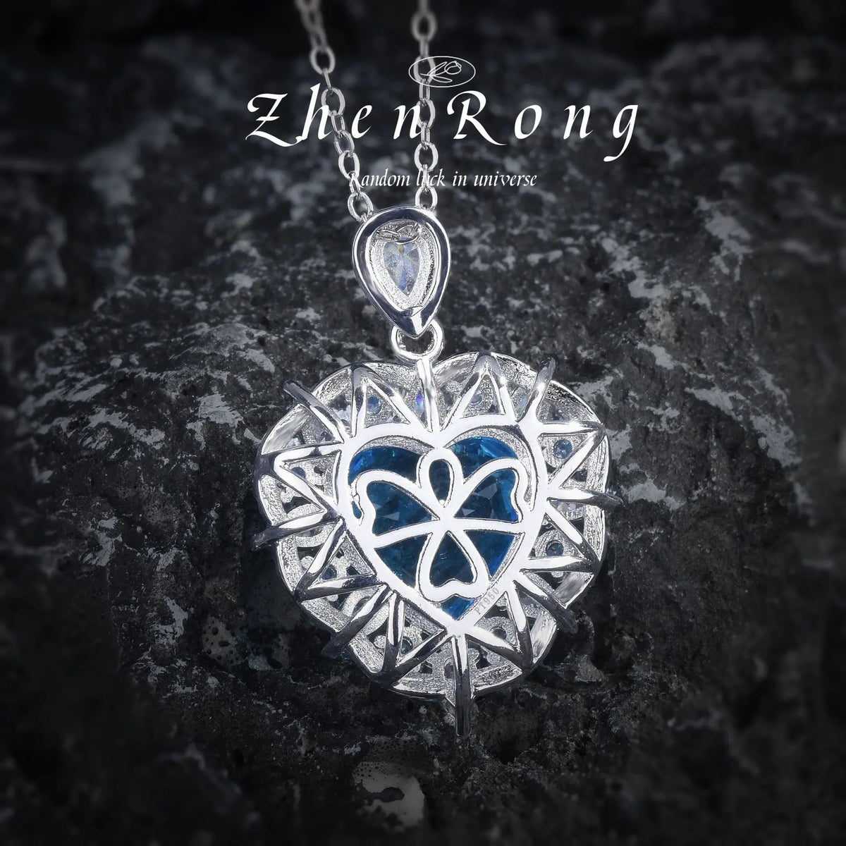 Ensemble de bijoux de luxe avec pendentif topaze, en forme de cœur, industriel lourd, coloré