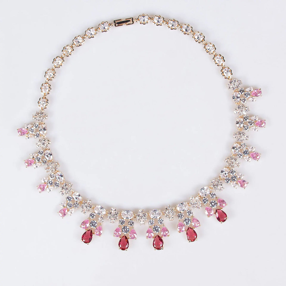 Parure de Bijoux Fleur Rouge Rubis Luxe avec Cristaux Scintillants