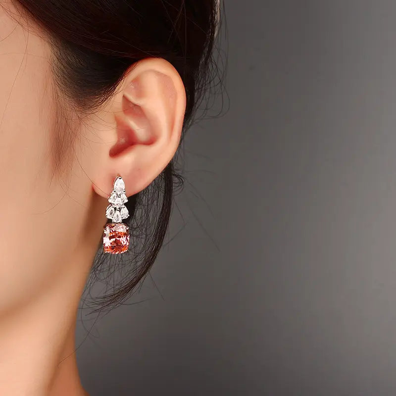 Boucles d'oreilles clous roses élégantes en cuivre plaqué or à fond plat