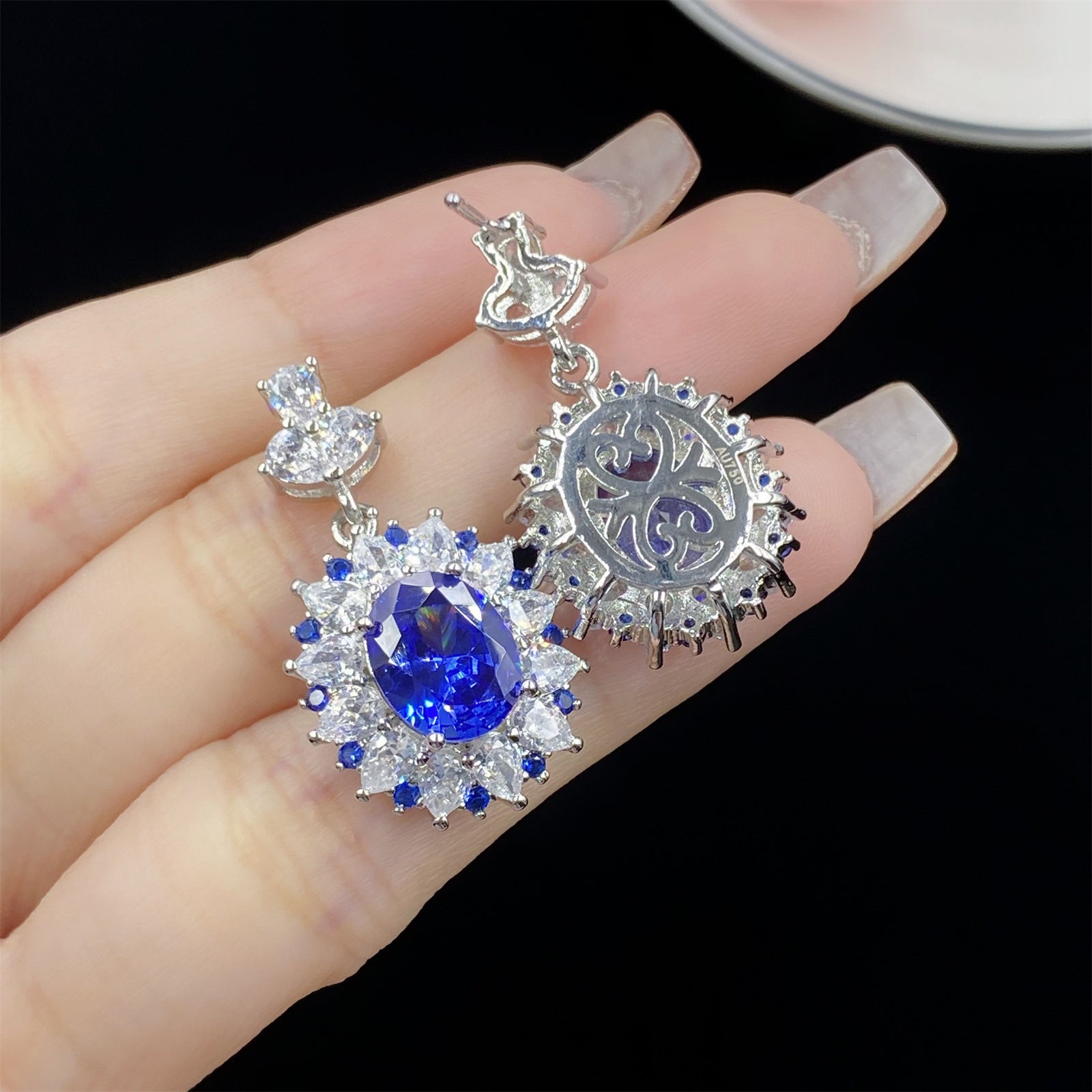 Fashion Blue Sapphire Crystal Pendant Jewelry Set