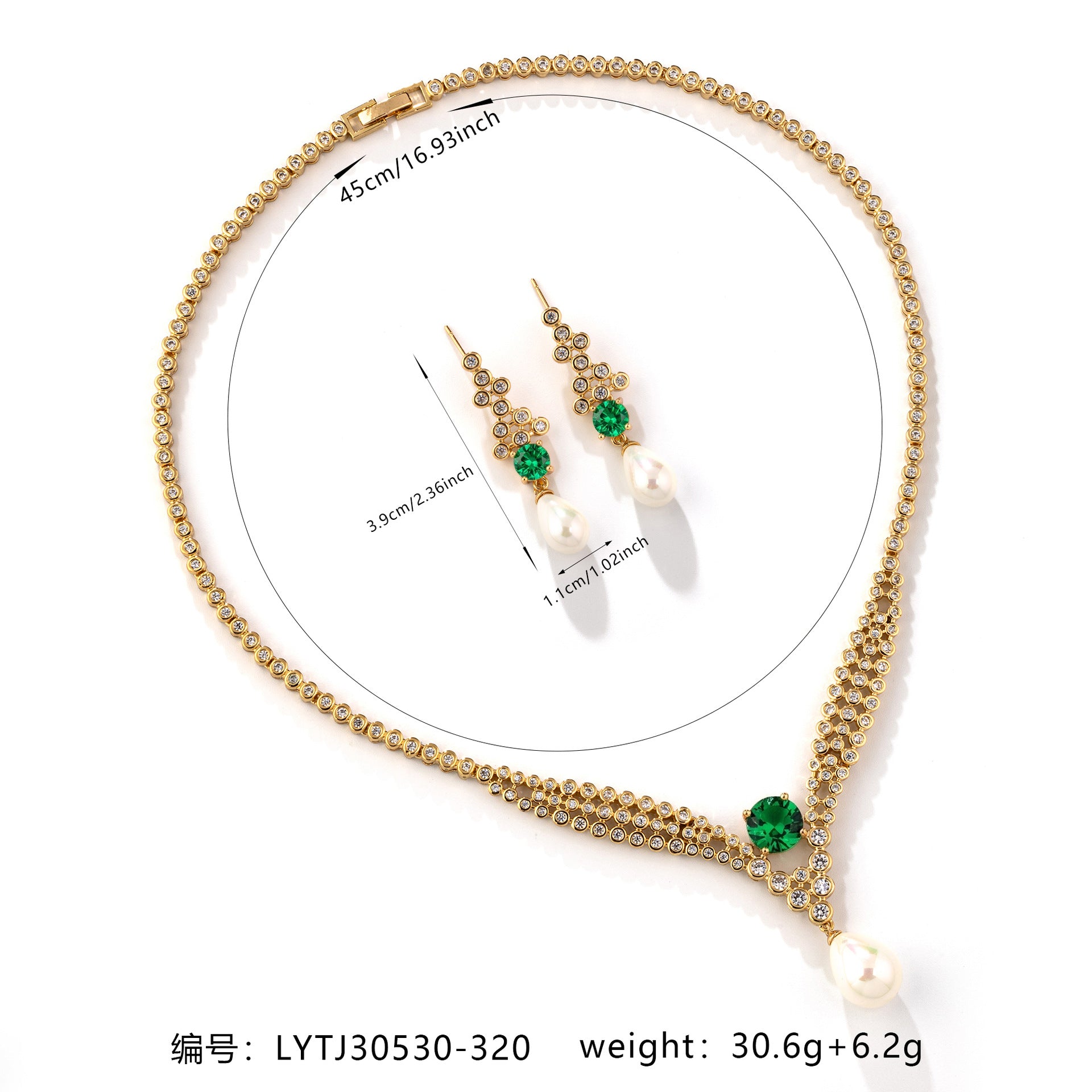 Elegant Purple Pearl Drop Jewelry Set – Gold Tone Necklace Earrings for Women