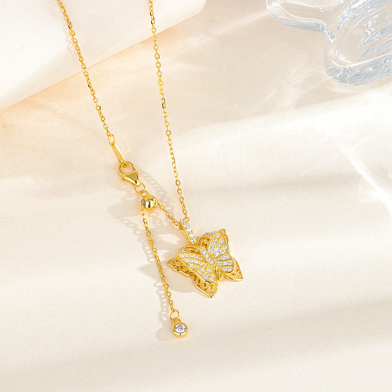 S925 Sterling Silver Butterfly Diamond Necklace