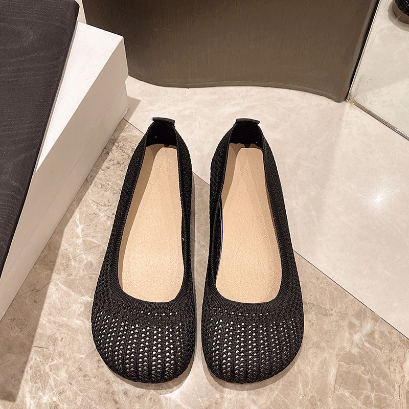 Environmentally friendly woven hollow breathable loafers