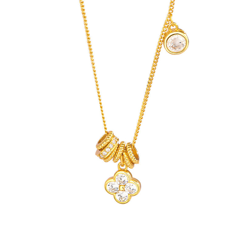 S925 Sterling Silver Gold Lucky Clover Necklace