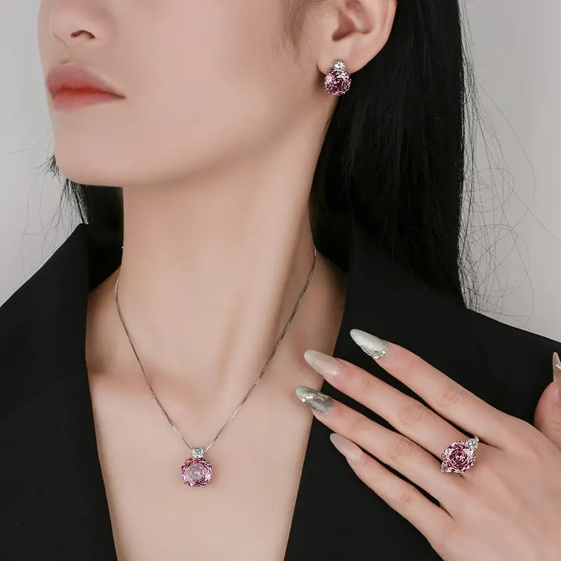 Ensemble de pierres précieuses simples plaqué or rose en cuivre
